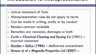 Misrepresentation Lecture 1 of 4 [upl. by Nnahgaem]